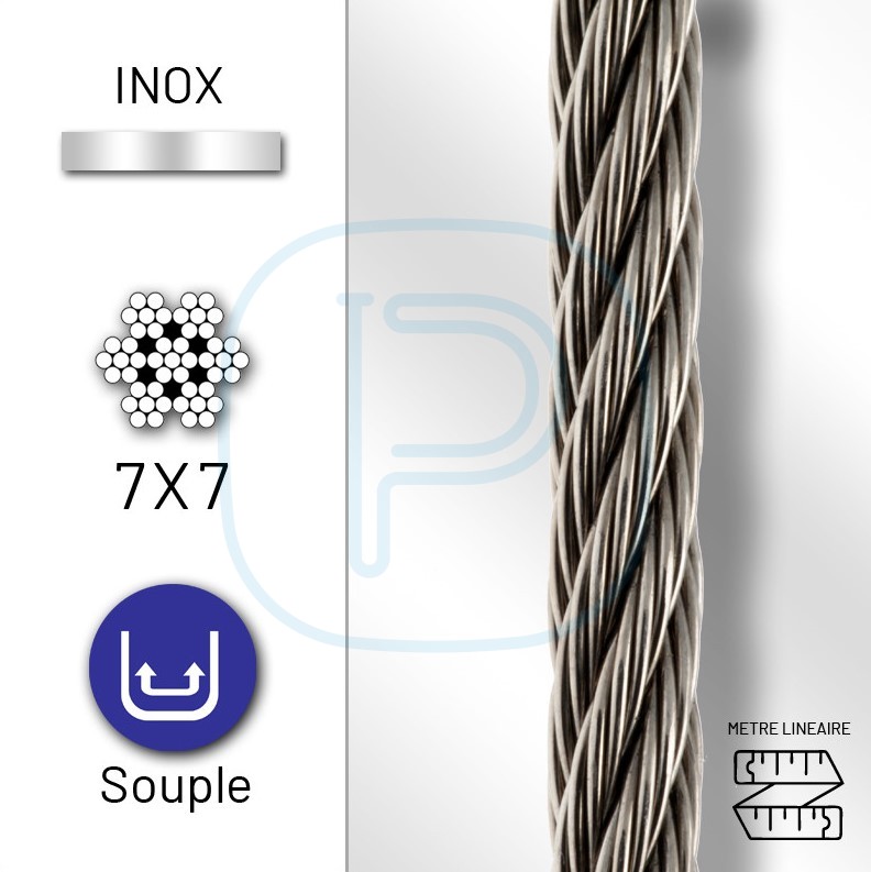 Câble Inox 18/12 Diam 4mm - découpe au mètre
